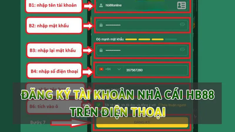 Đăng ký tài khoản nhà cái HB88 trên điện thoại