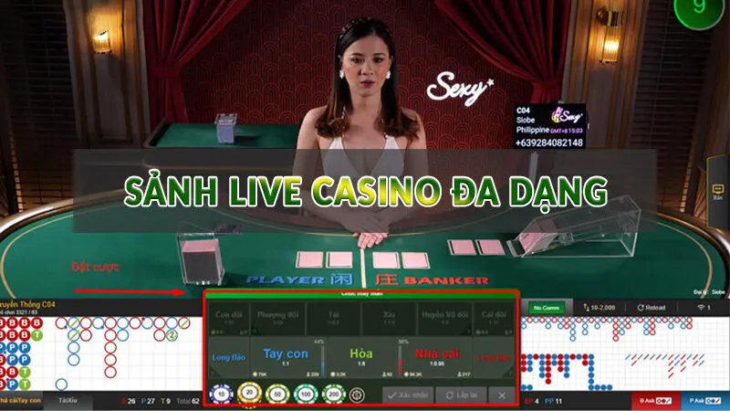 Sảnh live casino đa dạng