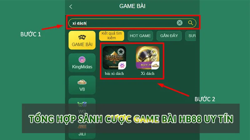 Tổng hợp sảnh cược game bài HB88 uy tín